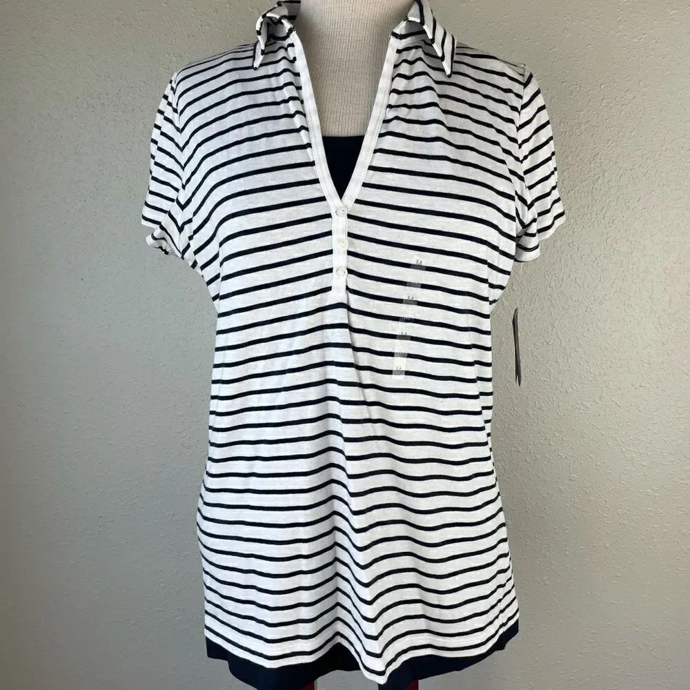 NWT Liz Claiborne Striped Polo Top Size M